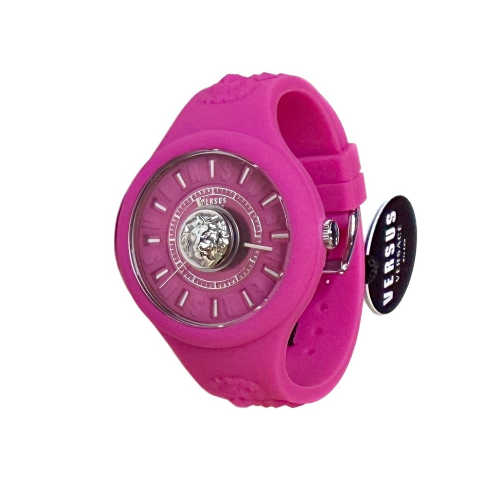 Versace Pink Silver Lion-head Crystal Authentic- NWT